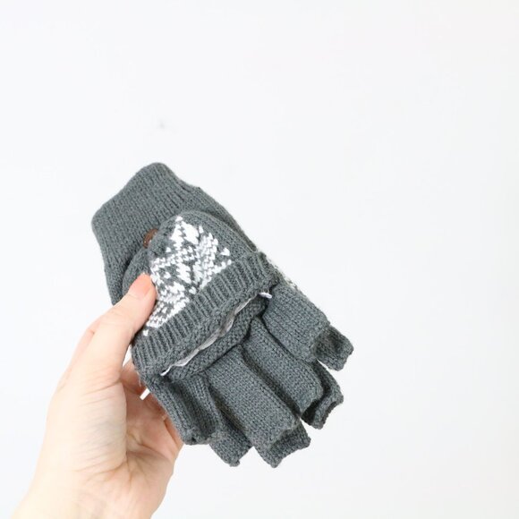*Colours & Beauty Grey Convertible Fingerless Gloves NWT - Picture 2 of 4